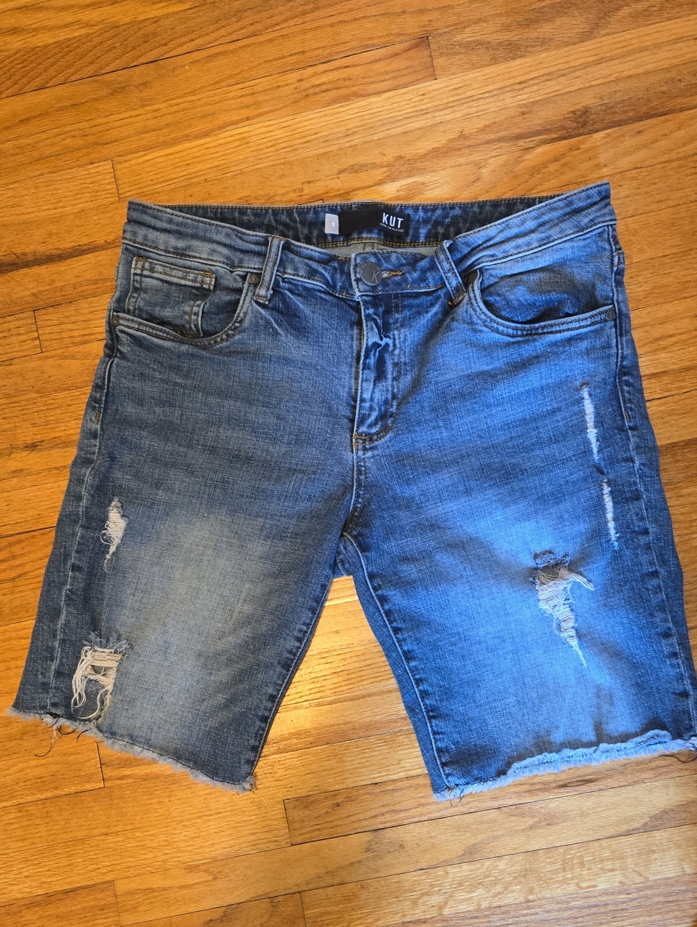 Kut from the Kloth Women’s Distressed Denim Shorts in Blue